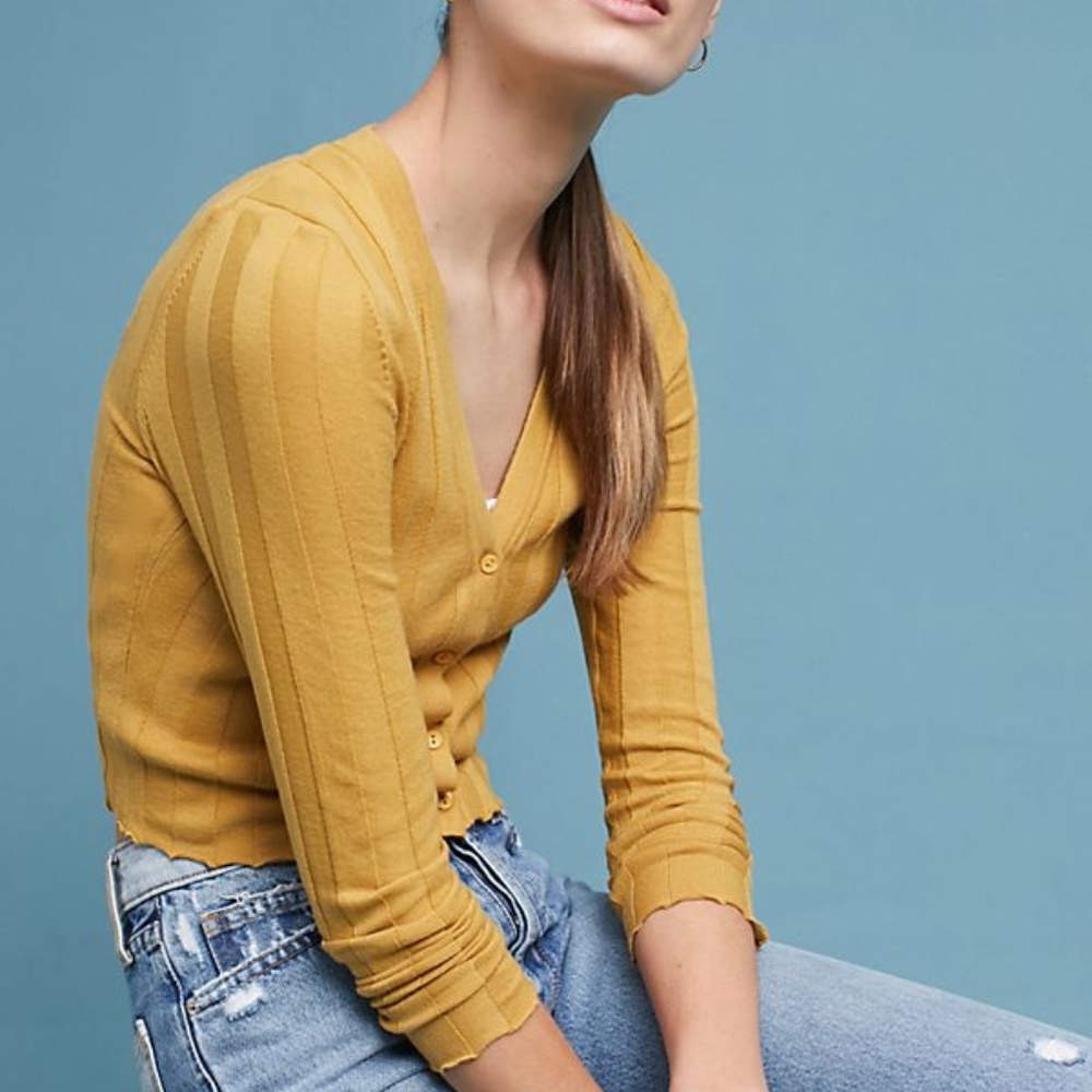 Anthropologie Akemi + Kin crop yellow cardigan, M